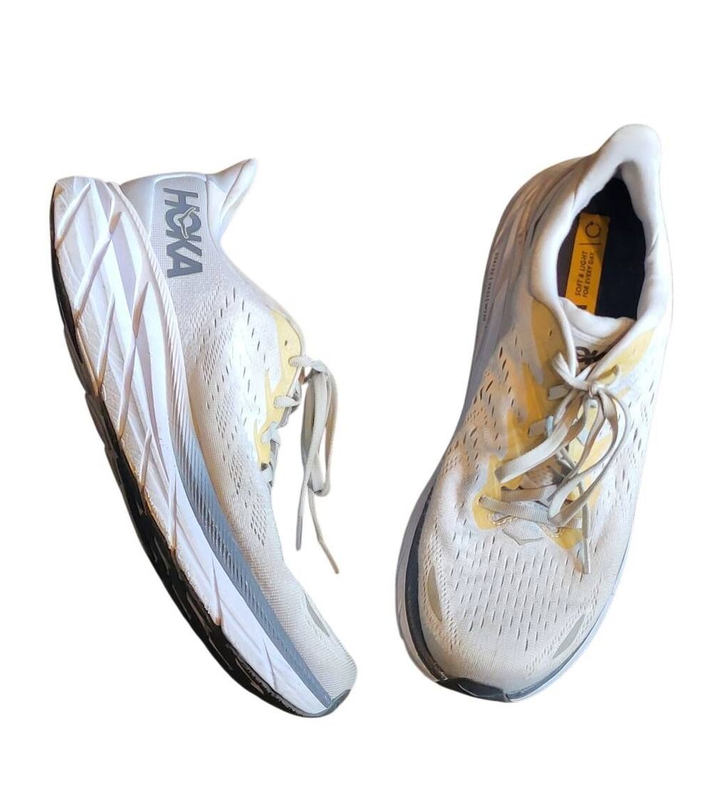 Hoka Sneakers Men's 11.5 Extra Wide Grey Lunar Rock Nimbus Clifton 8 Running